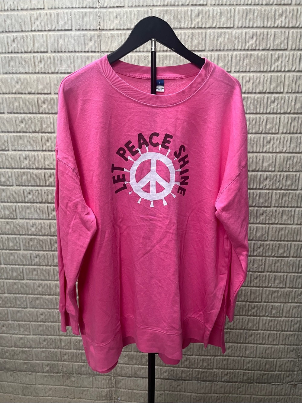Old Navy Bright Pink "Let Peace Shine" Kids Sweatshirt